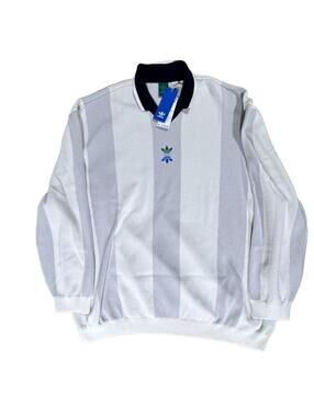 Adidas Heavyweight Polo Sweater with Vertical Stripes